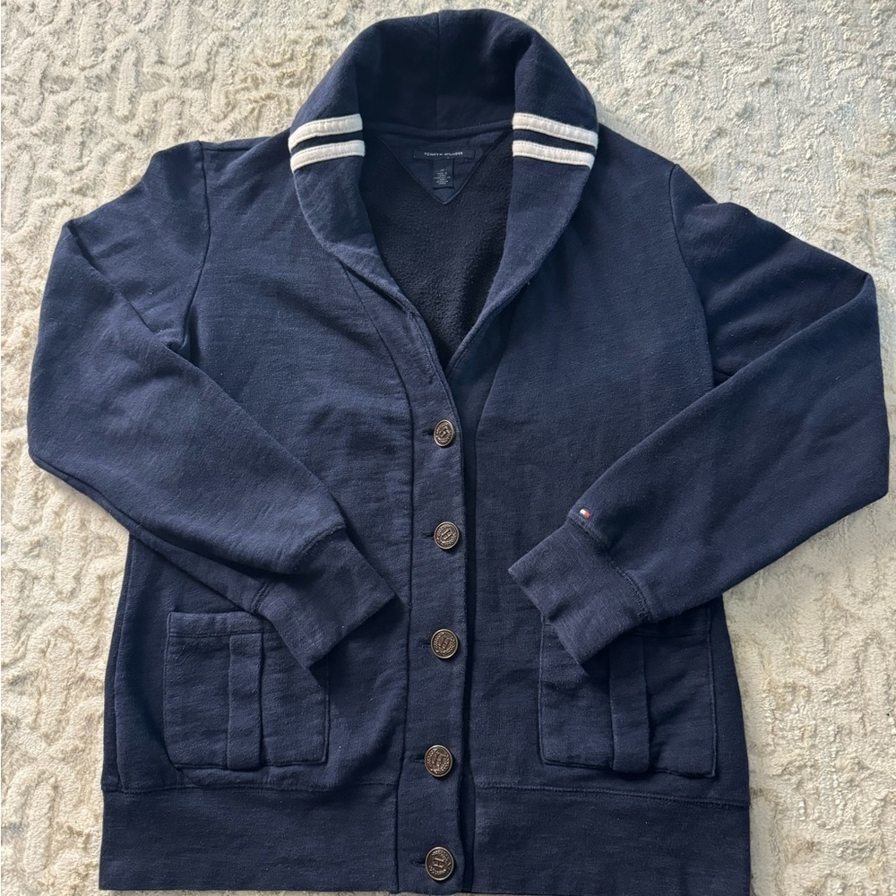 Tommy Hilfiger Navy Varsity Jacket with White Accents